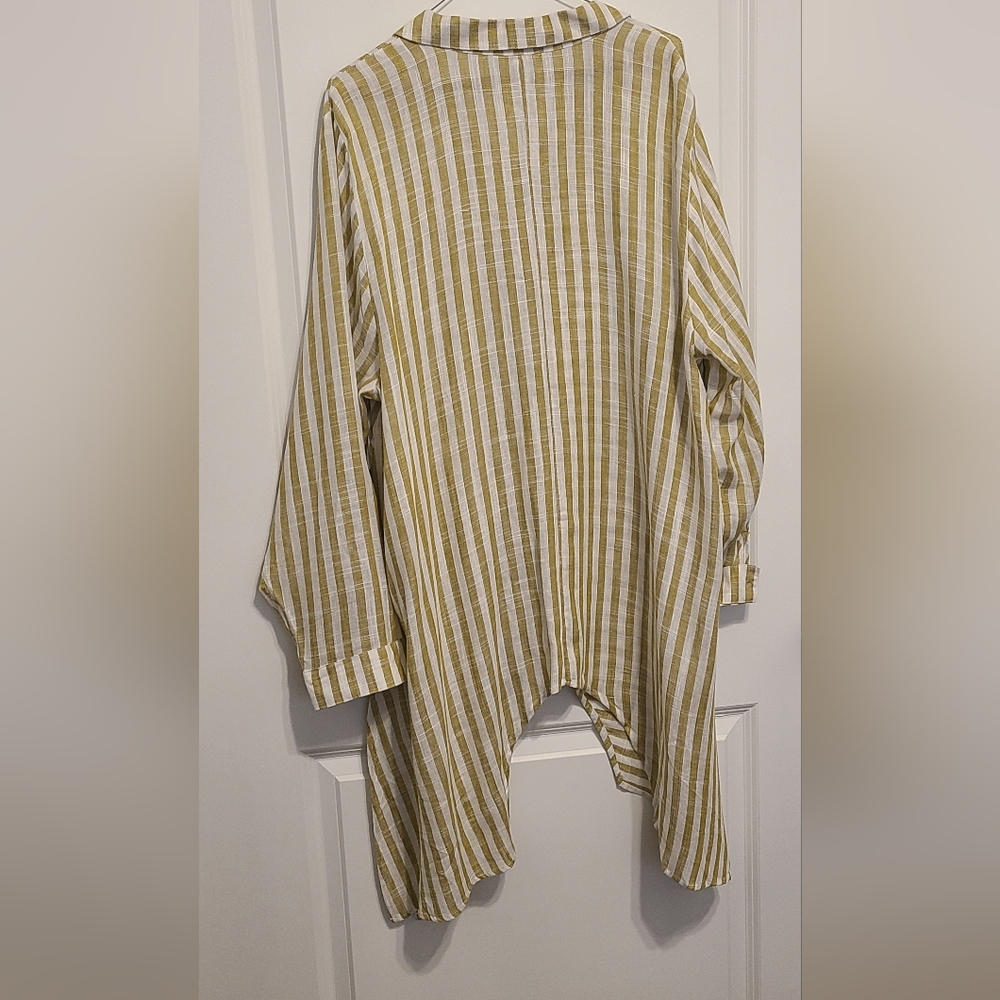 Cato Green and White Striped Blouse Size 22/24 - Picture 3 of 4